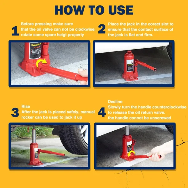 2/5/10 Ton Welded Hydraulic Car Bottle Jack Car Hydraulic Jack Welded Bottle Jack for Car Pickup Truck RV Repair - Image 4